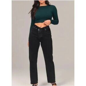 Abercrombie The Dad High Rise Jean in Black Wash